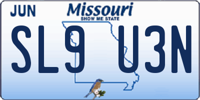 MO license plate SL9U3N