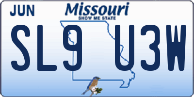 MO license plate SL9U3W
