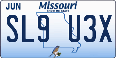 MO license plate SL9U3X