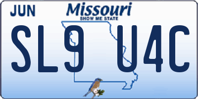 MO license plate SL9U4C