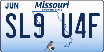 MO license plate SL9U4F
