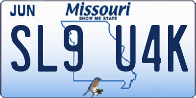 MO license plate SL9U4K