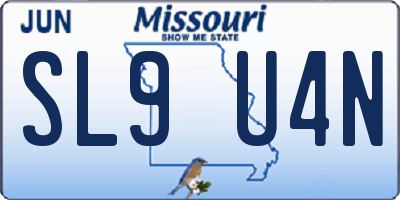 MO license plate SL9U4N