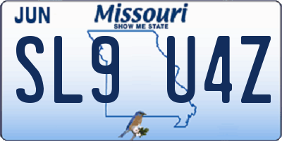 MO license plate SL9U4Z