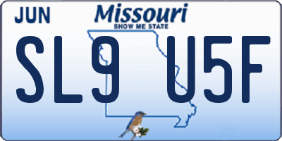 MO license plate SL9U5F