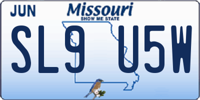 MO license plate SL9U5W