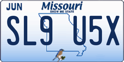 MO license plate SL9U5X