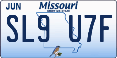MO license plate SL9U7F