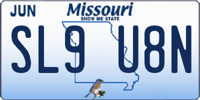 MO license plate SL9U8N