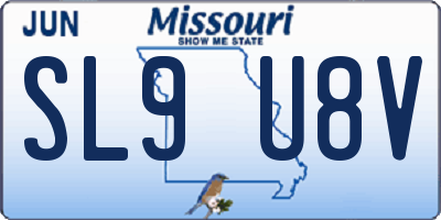 MO license plate SL9U8V