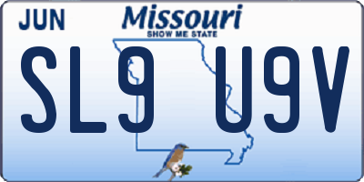 MO license plate SL9U9V