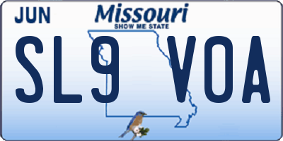 MO license plate SL9V0A