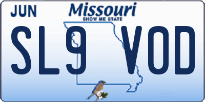 MO license plate SL9V0D
