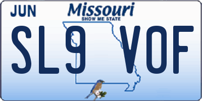 MO license plate SL9V0F