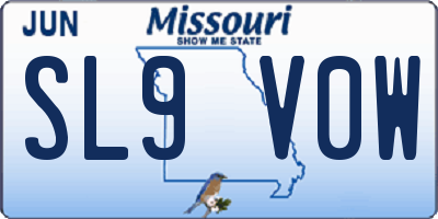 MO license plate SL9V0W