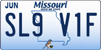 MO license plate SL9V1F