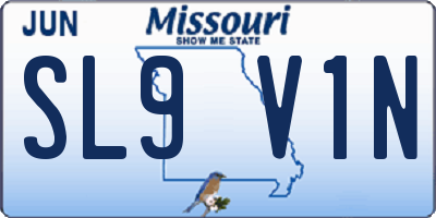 MO license plate SL9V1N