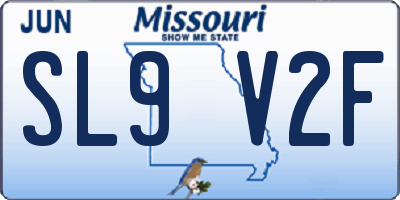 MO license plate SL9V2F