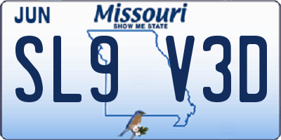 MO license plate SL9V3D