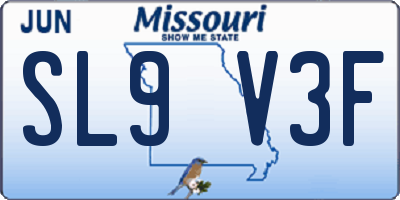 MO license plate SL9V3F