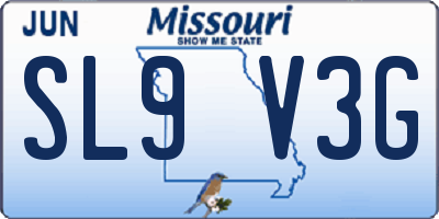 MO license plate SL9V3G