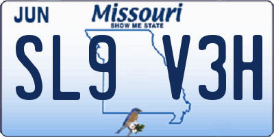 MO license plate SL9V3H