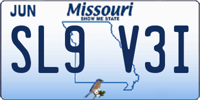 MO license plate SL9V3I