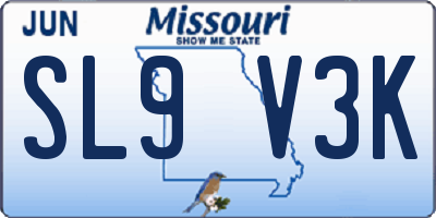MO license plate SL9V3K