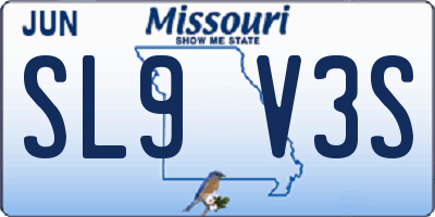 MO license plate SL9V3S