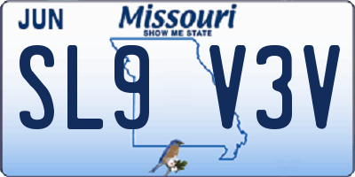 MO license plate SL9V3V