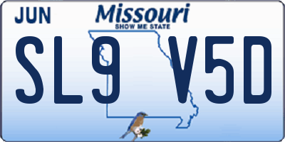 MO license plate SL9V5D