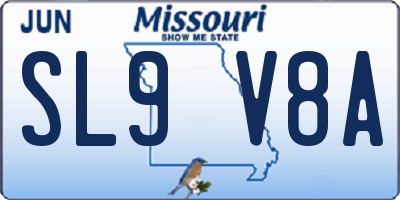 MO license plate SL9V8A