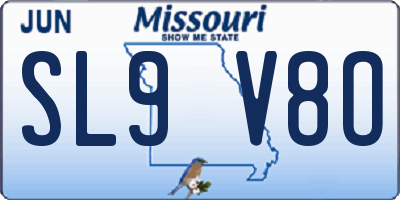 MO license plate SL9V8O