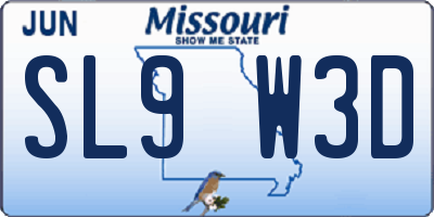 MO license plate SL9W3D