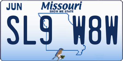 MO license plate SL9W8W