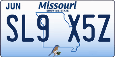 MO license plate SL9X5Z
