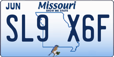 MO license plate SL9X6F