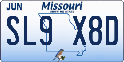 MO license plate SL9X8D