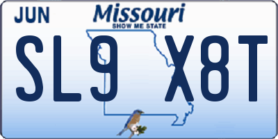 MO license plate SL9X8T