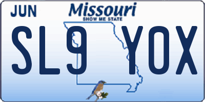 MO license plate SL9Y0X