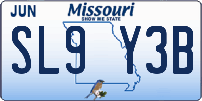 MO license plate SL9Y3B