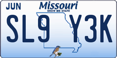 MO license plate SL9Y3K