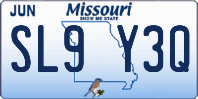 MO license plate SL9Y3Q