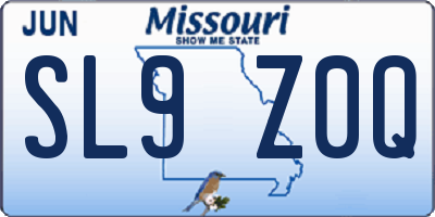 MO license plate SL9Z0Q