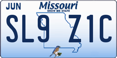 MO license plate SL9Z1C