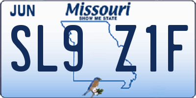 MO license plate SL9Z1F