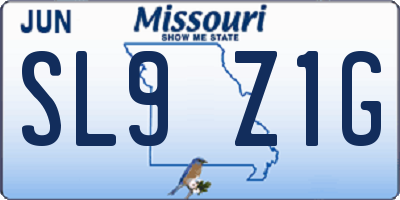 MO license plate SL9Z1G