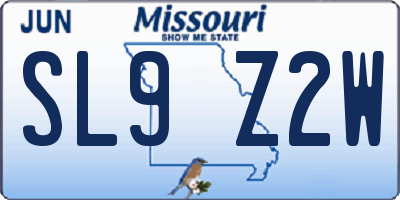 MO license plate SL9Z2W