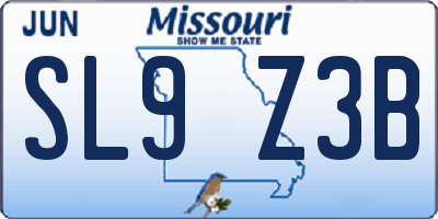 MO license plate SL9Z3B
