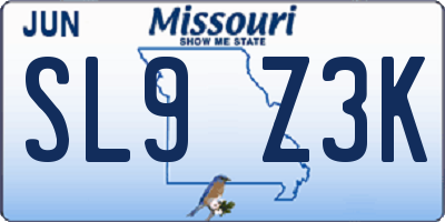 MO license plate SL9Z3K